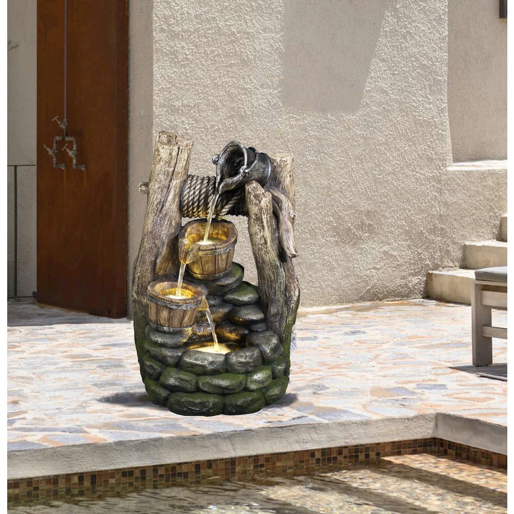 Well Fountain with Pouring Pail, 2 Buckets, & 3 LEDs. Picture 7
