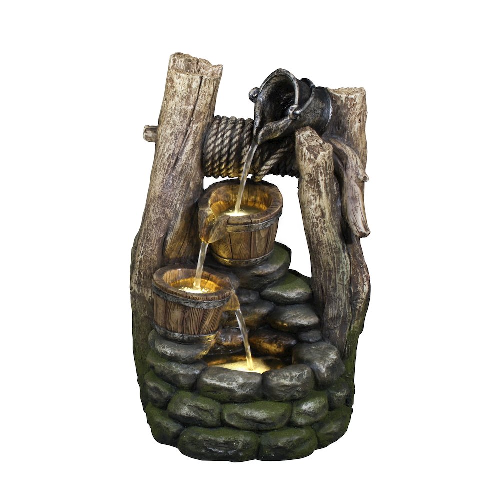 Well Fountain with Pouring Pail, 2 Buckets, & 3 LEDs. Picture 2