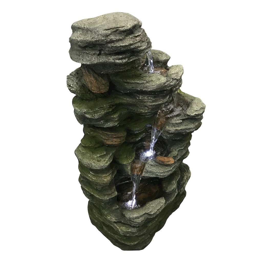 Multilevel Stone Fountain with 3 Cool White LED Lights. Picture 2