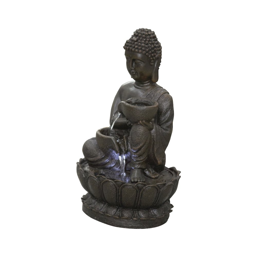 13.75" H Buddha Fountain W/LED For Tabletop Decor. Picture 4