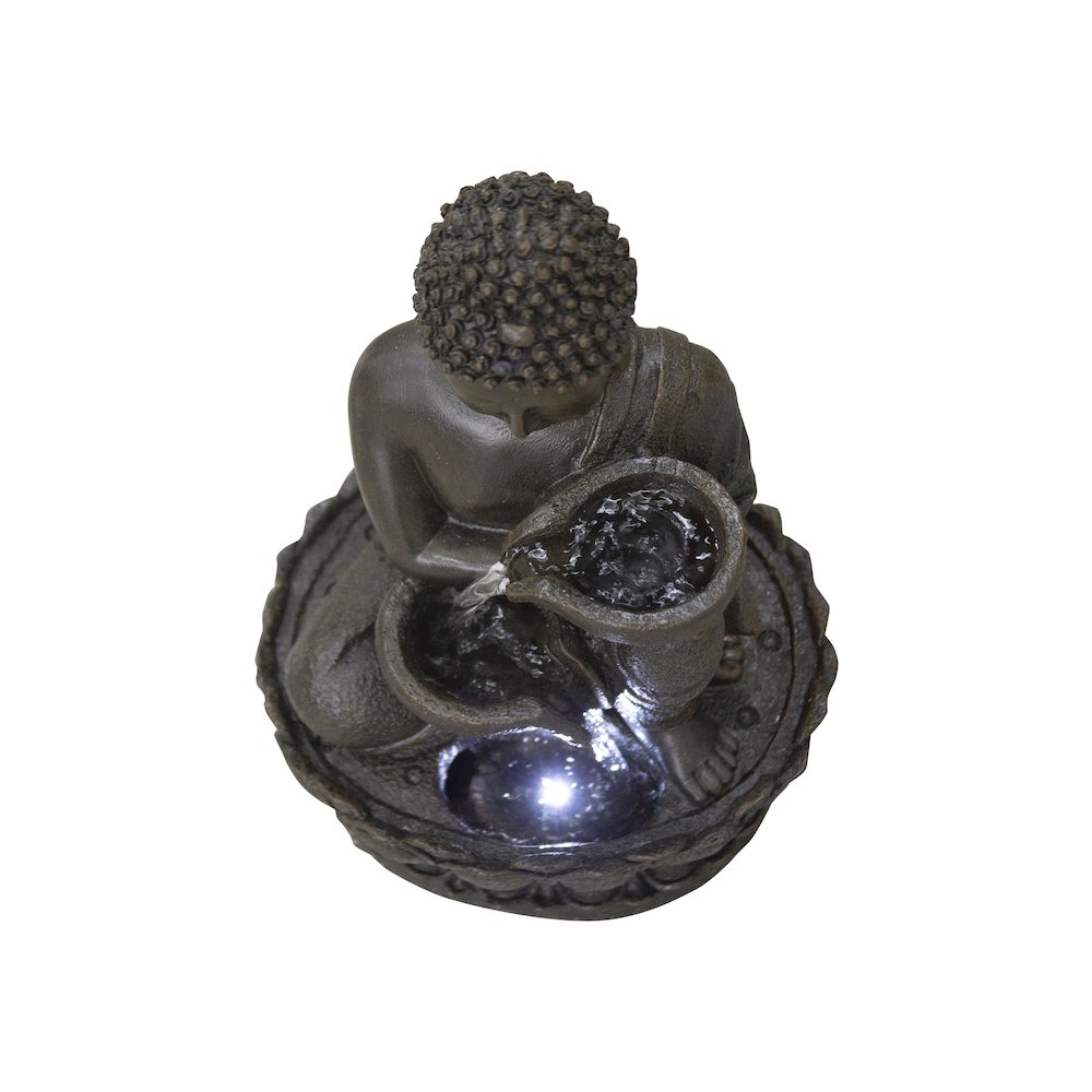 13.75" H Buddha Fountain W/LED For Tabletop Decor. Picture 3