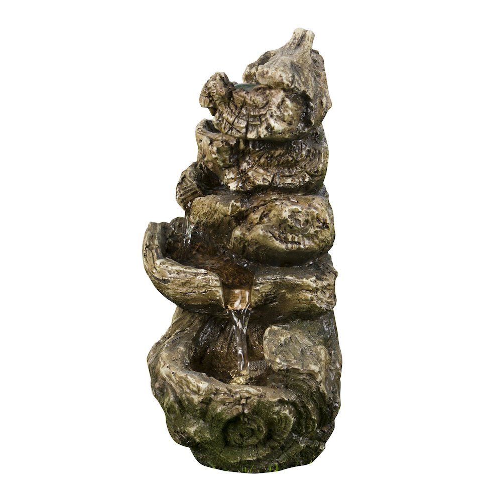 Multi Level Logs Fountain W/LED. Picture 1