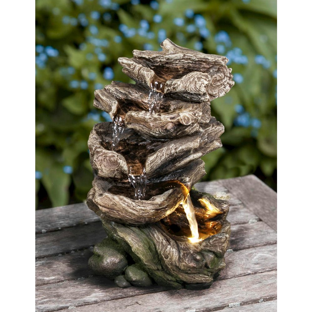 Multi Level Logs Fountain W/LED. Picture 7