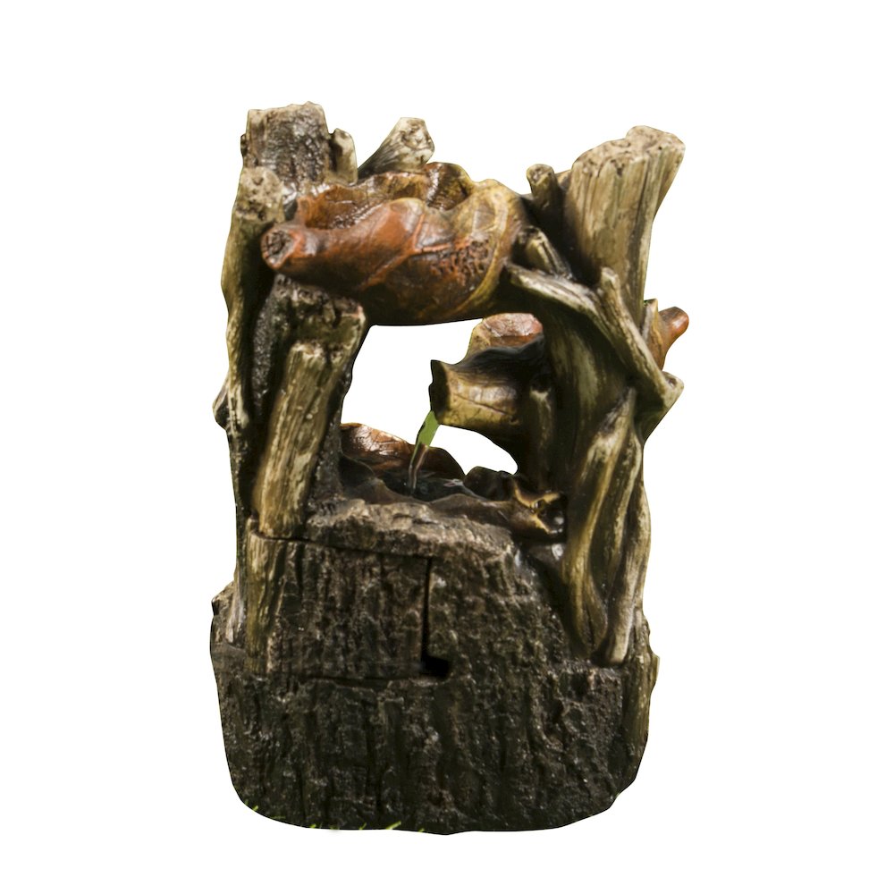 Tree Trunk Fountain W/3 Leaves & LED. Picture 1