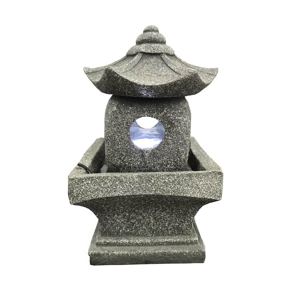 11" Pogoda Fountain with Warm White LED. Picture 1