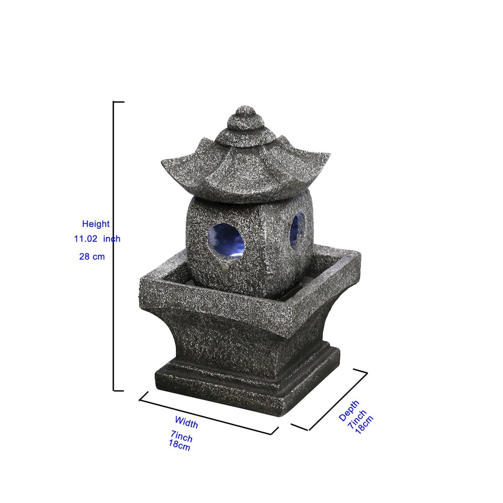 11" Pogoda Fountain with Warm White LED. Picture 4