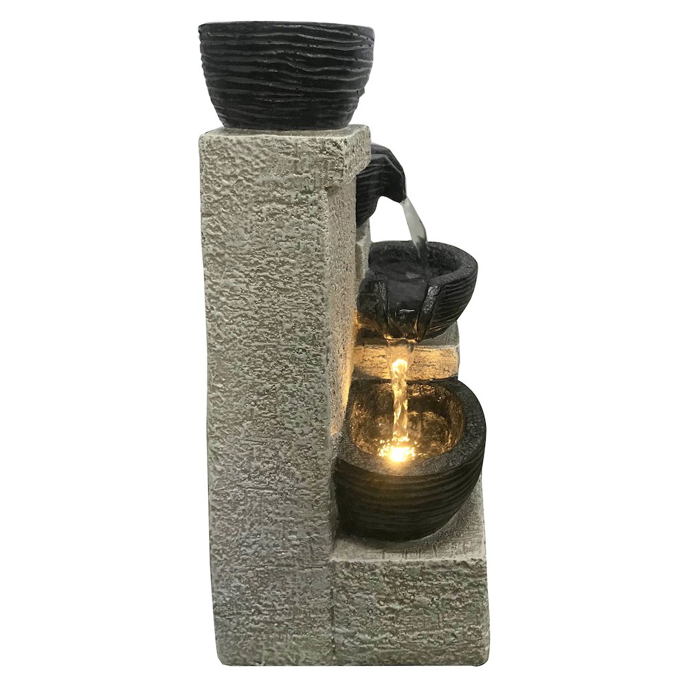 Stacking Bowls Fountain with Warm White LED Lights. Picture 1
