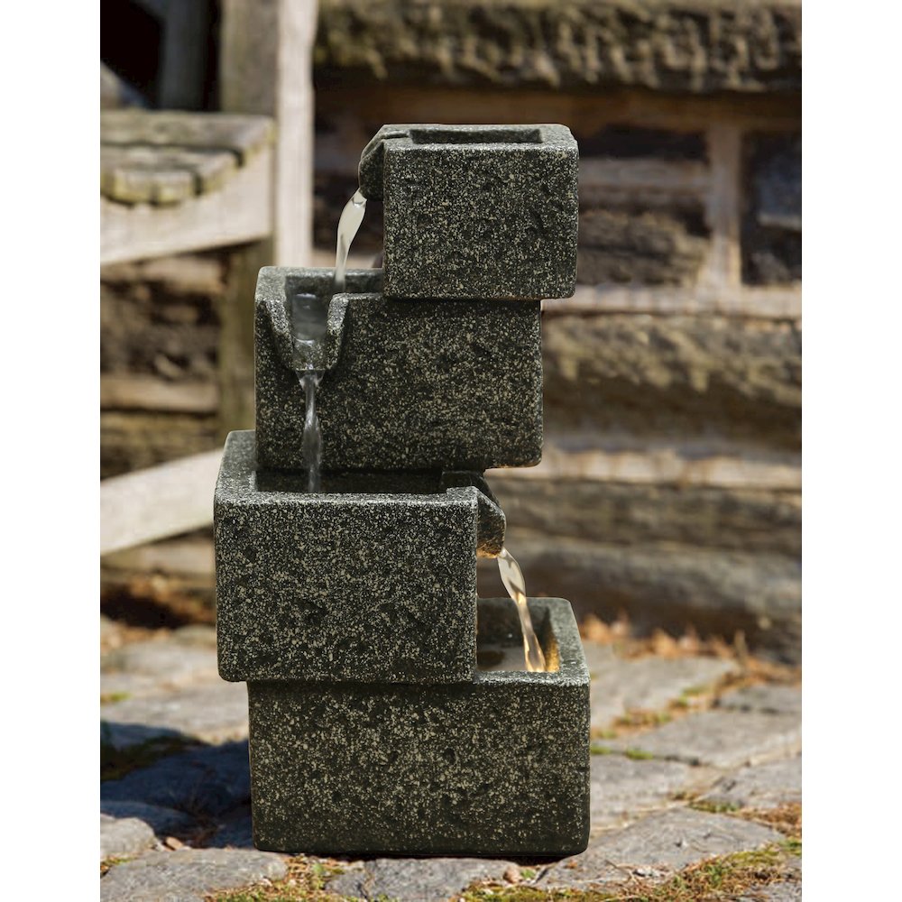 Concrete Crates Fountain with Warm White LED Lights. Picture 6