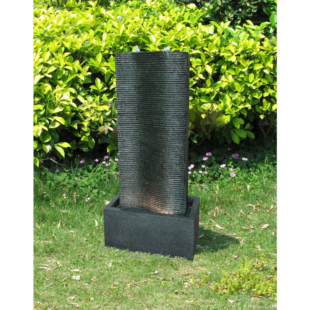 Bubbling Curved Wall Fountain W/LED Lights. Picture 4