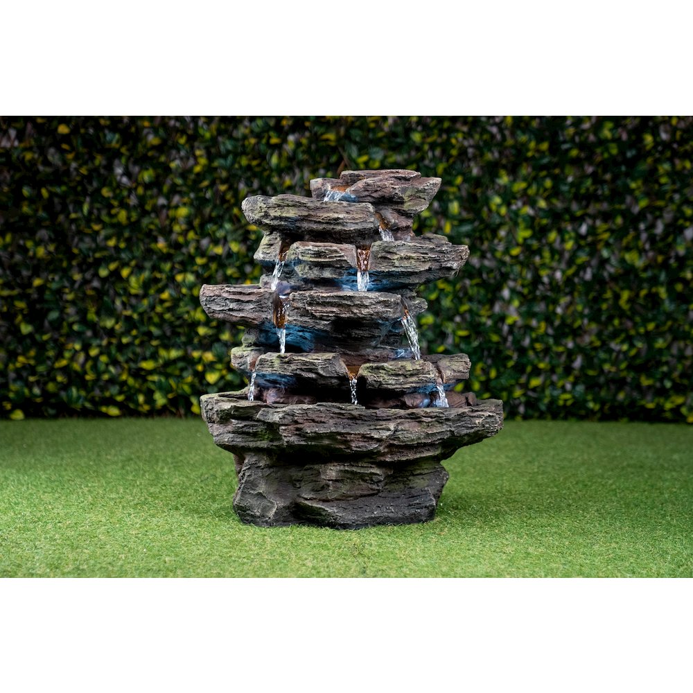 Multi-Level Stone Fountain with 9 LED Lights. Picture 3