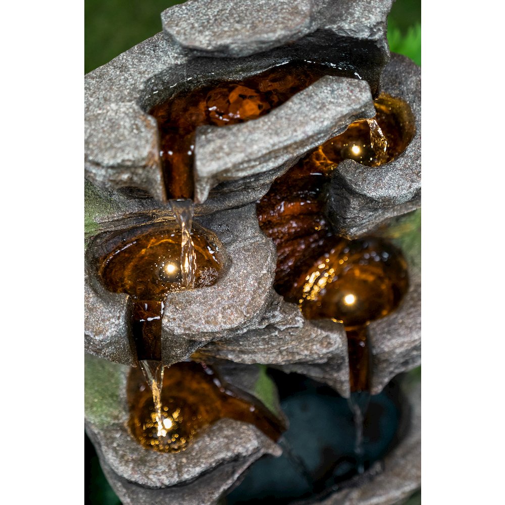 Multi-Level Rock Fountain W/4 Ww LEDs. Picture 2