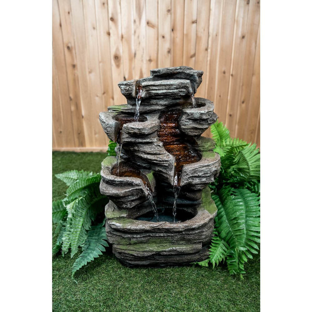 Multi-Level Rock Fountain W/4 Ww LEDs. Picture 3