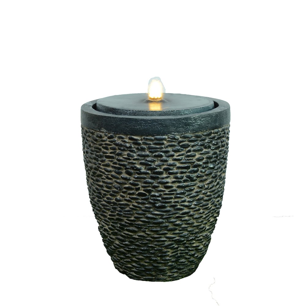 Large Stone Fountain W/Flame-Effect LED. Picture 1