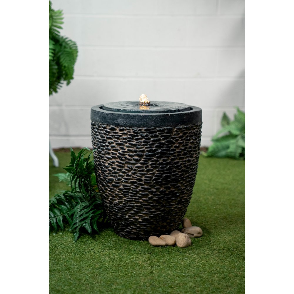 Large Stone Fountain W/Flame-Effect LED. Picture 2