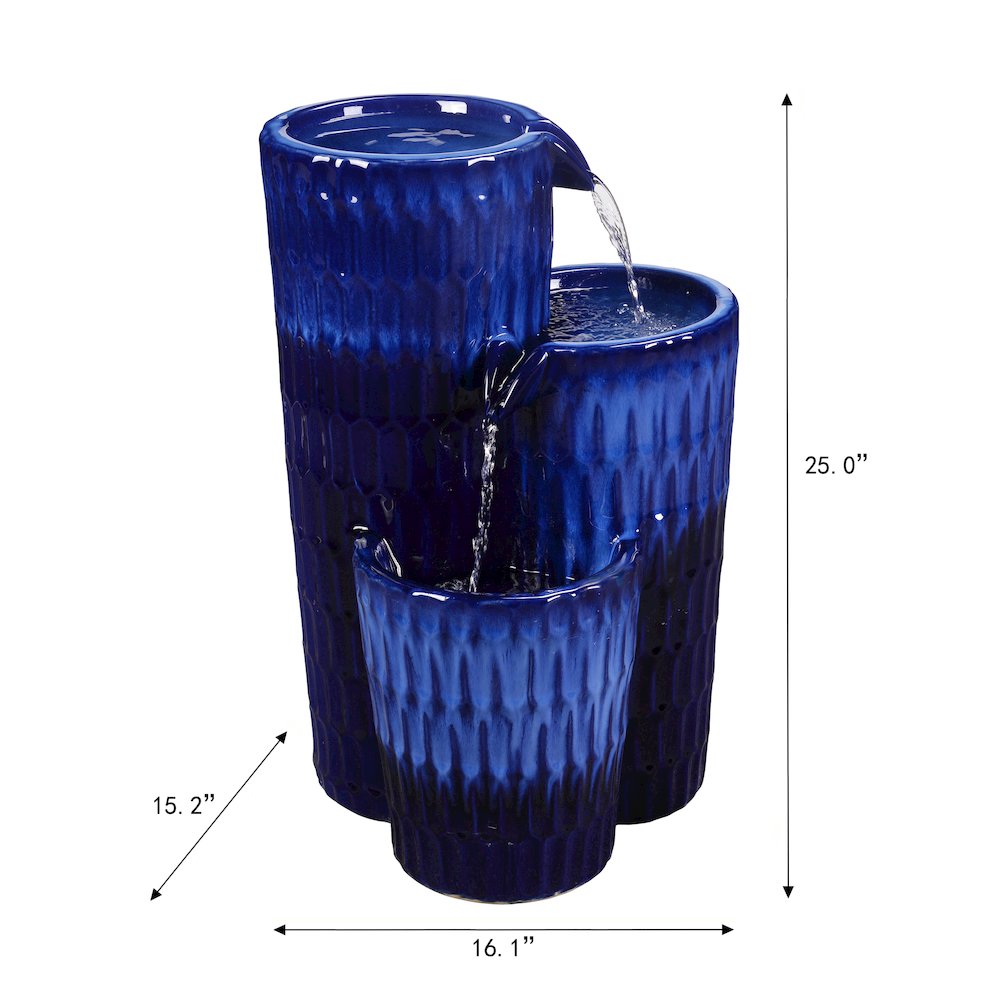 Blue Ceramic Fountain - Serenity in Simplicity, No Lights. Picture 3