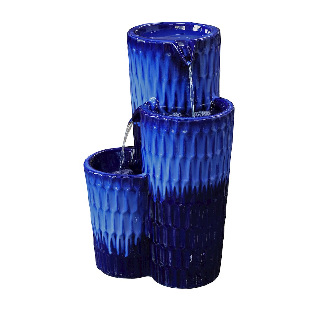 Blue Ceramic Fountain - Serenity in Simplicity, No Lights. Picture 4