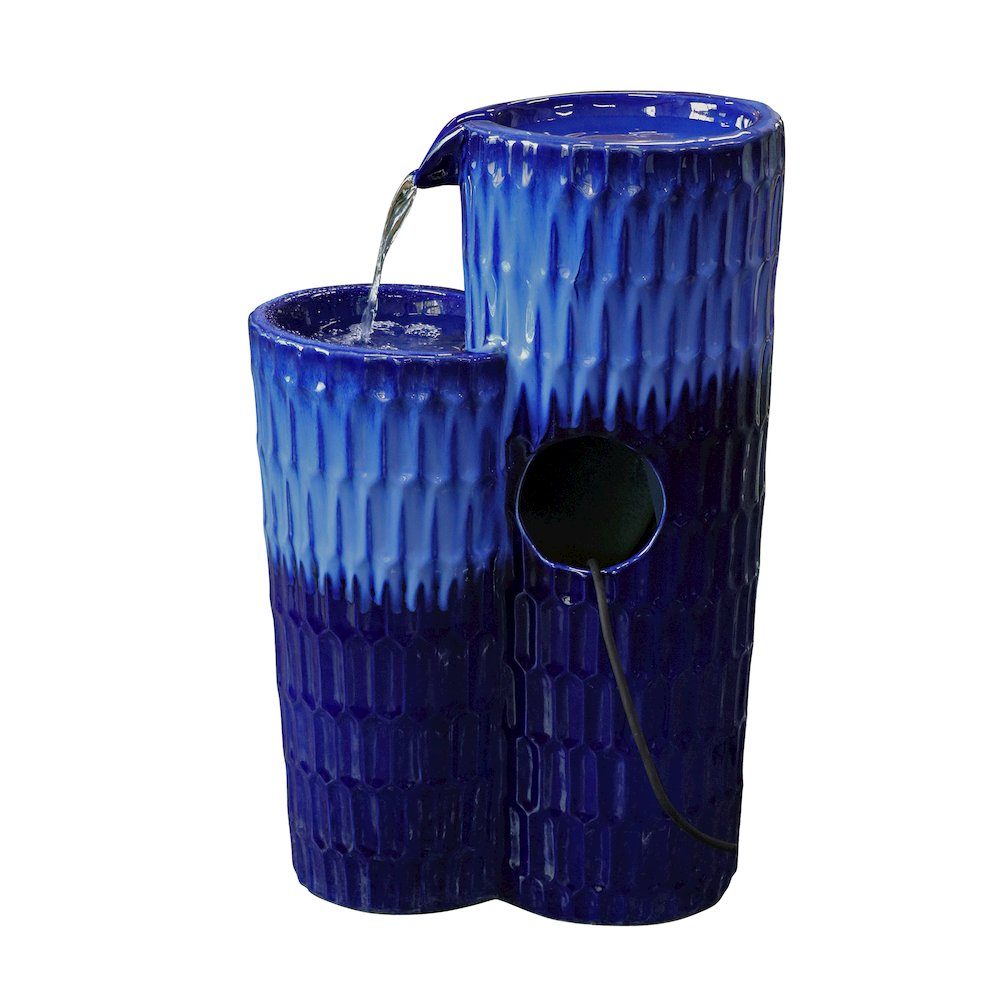 Blue Ceramic Fountain - Serenity in Simplicity, No Lights. Picture 5