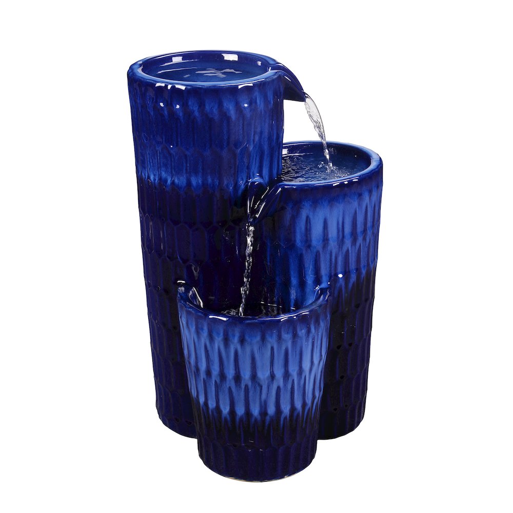 Blue Ceramic Fountain - Serenity in Simplicity, No Lights. Picture 1