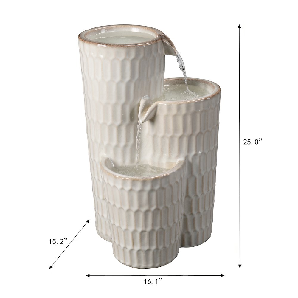 Ivory Ceramic Fountain - Elegance in Simplicity, No Lights. Picture 3
