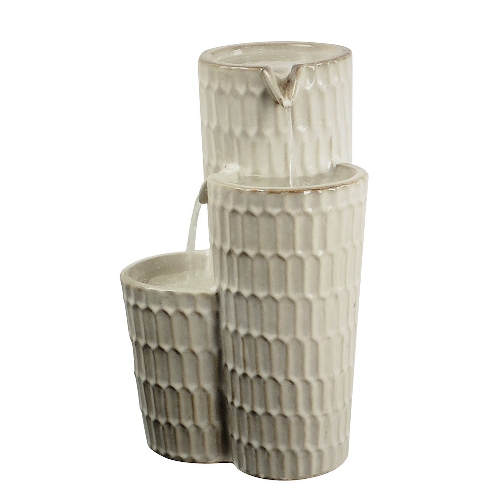 Ivory Ceramic Fountain - Elegance in Simplicity, No Lights. Picture 4
