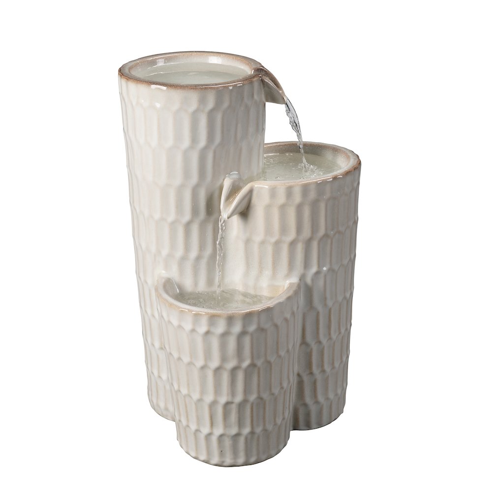 Ivory Ceramic Fountain - Elegance in Simplicity, No Lights. Picture 1