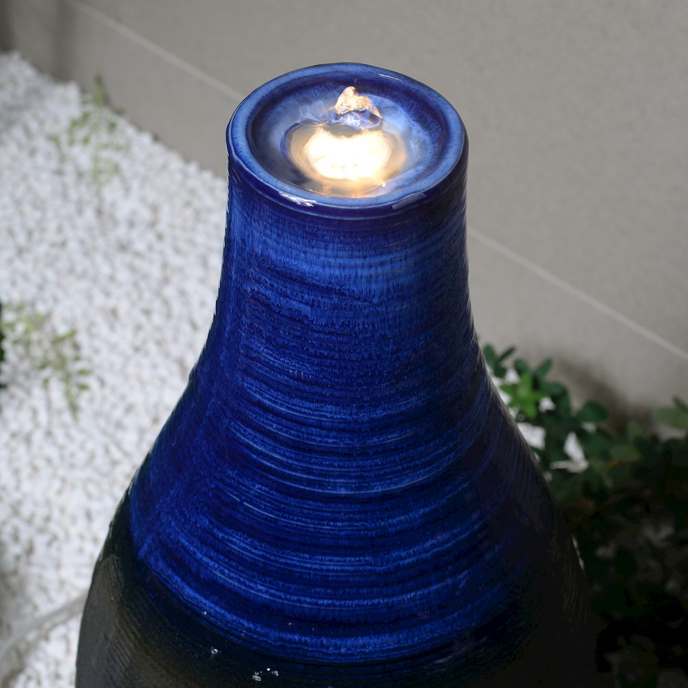 Blue Ceramic Fountain with LED Lights - Tranquil Illumination. Picture 4