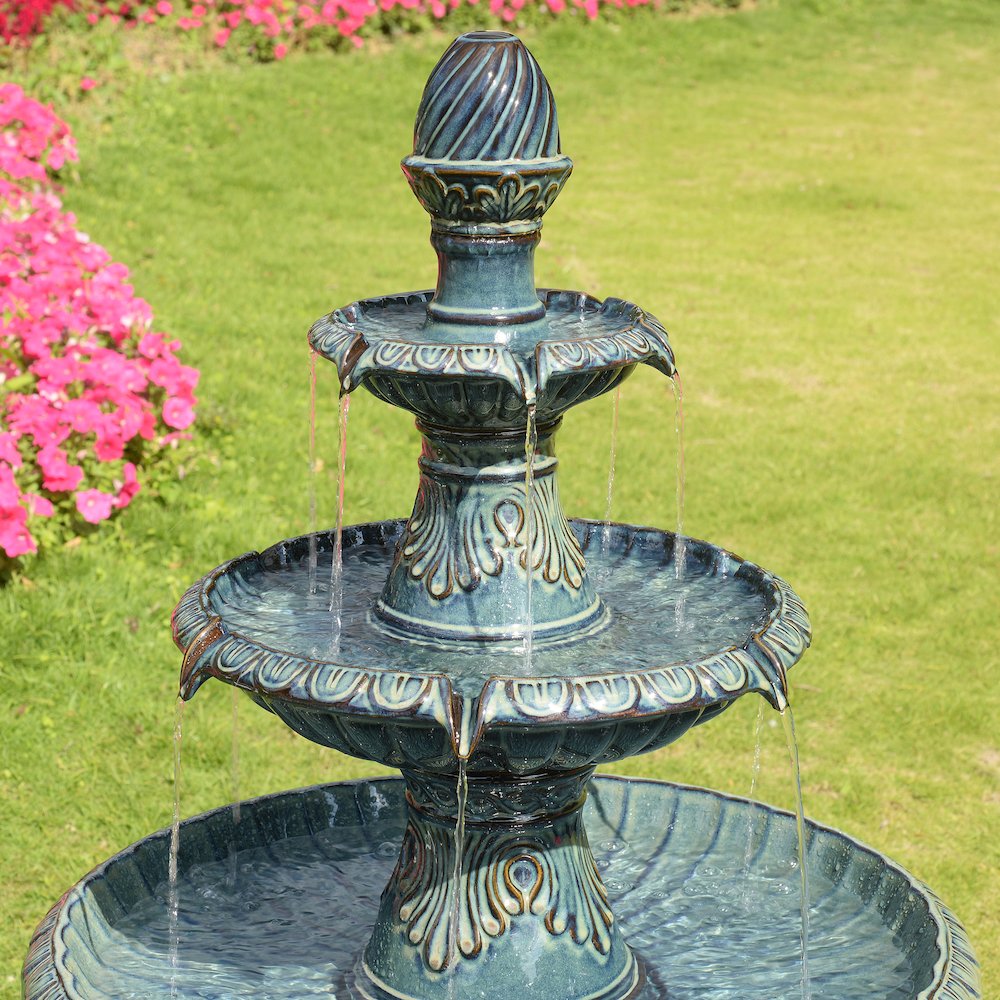 3 Tier Ceramic Fountain - Serene Blue Beauty, No Lights. Picture 5