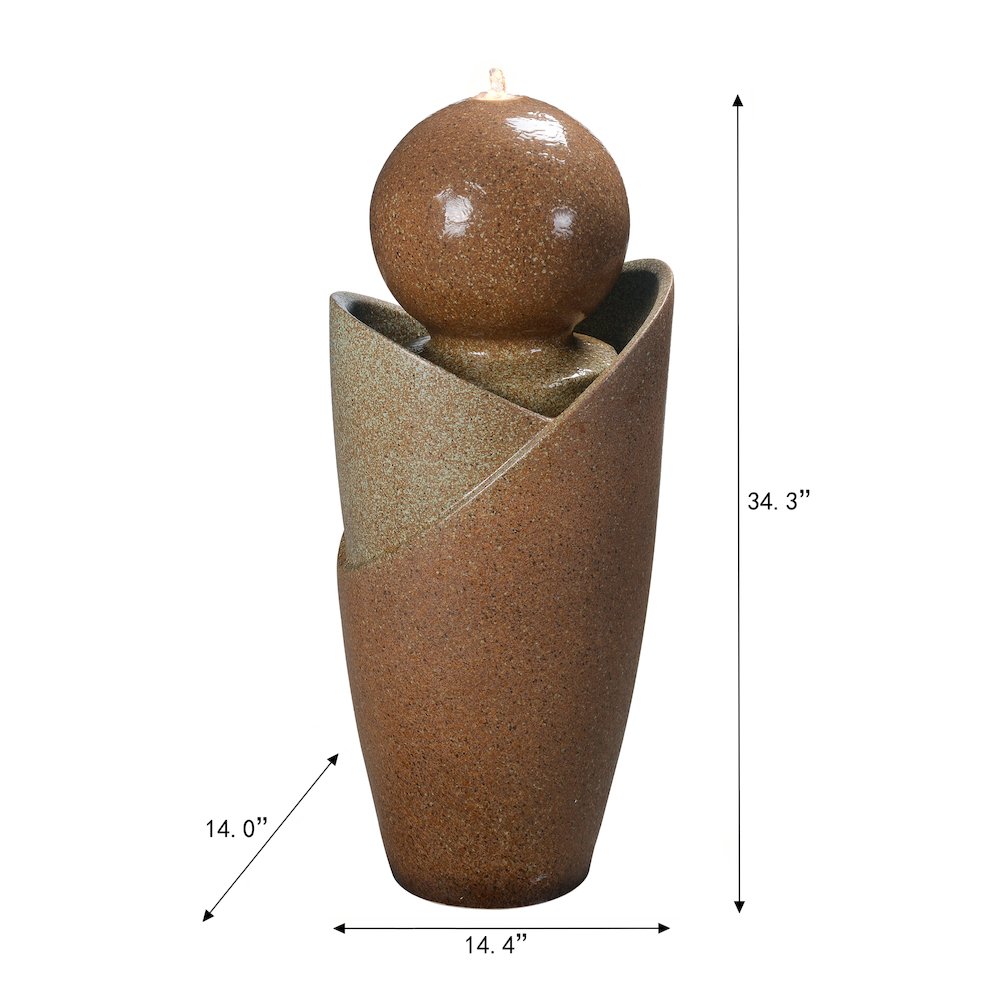 Ceramic Fountain with Lights - Brown Elegance. Picture 3