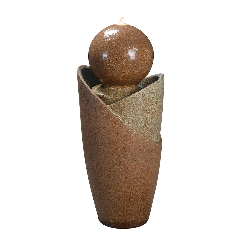 Ceramic Fountain with Lights - Brown Elegance. Picture 1