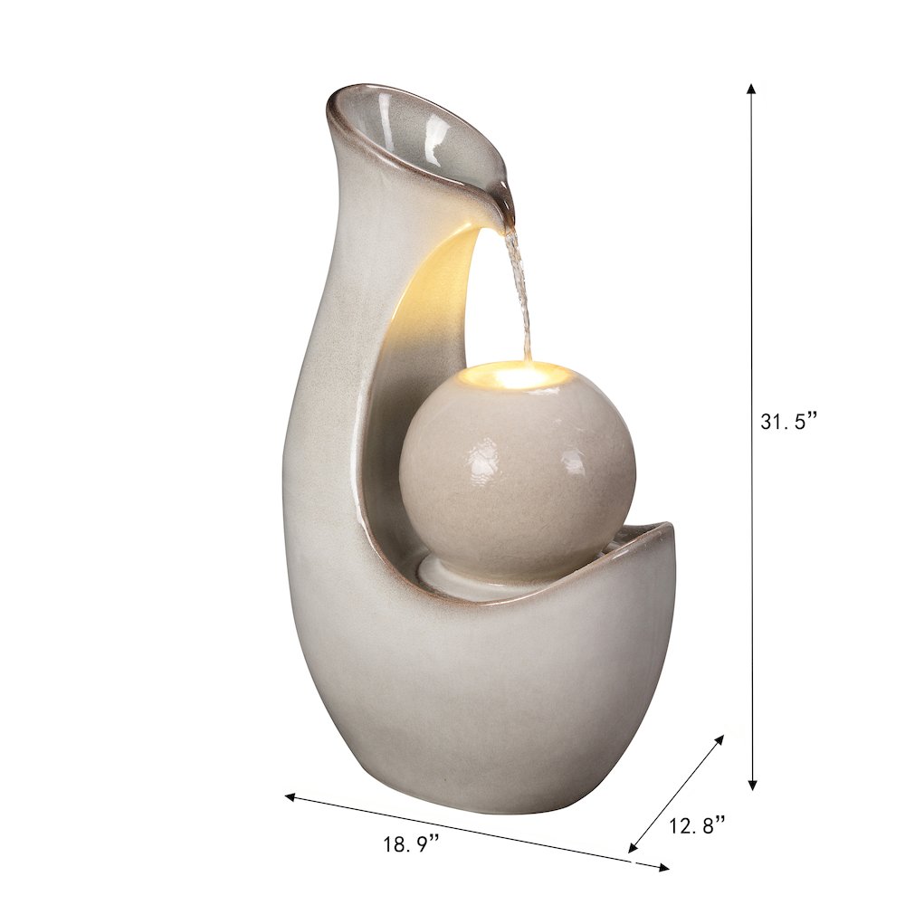 Ceramic Fountain with Lights - Ivory Elegance. Picture 3