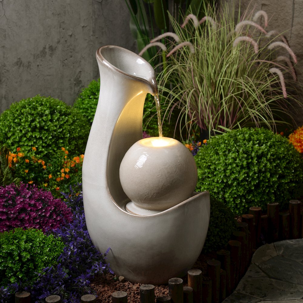 Ceramic Fountain with Lights - Ivory Elegance. Picture 2