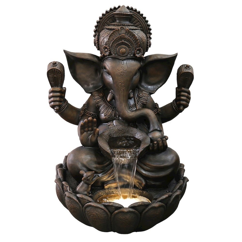 35In Ganesha Sculptural Fountain with Ww LEDs. Picture 1