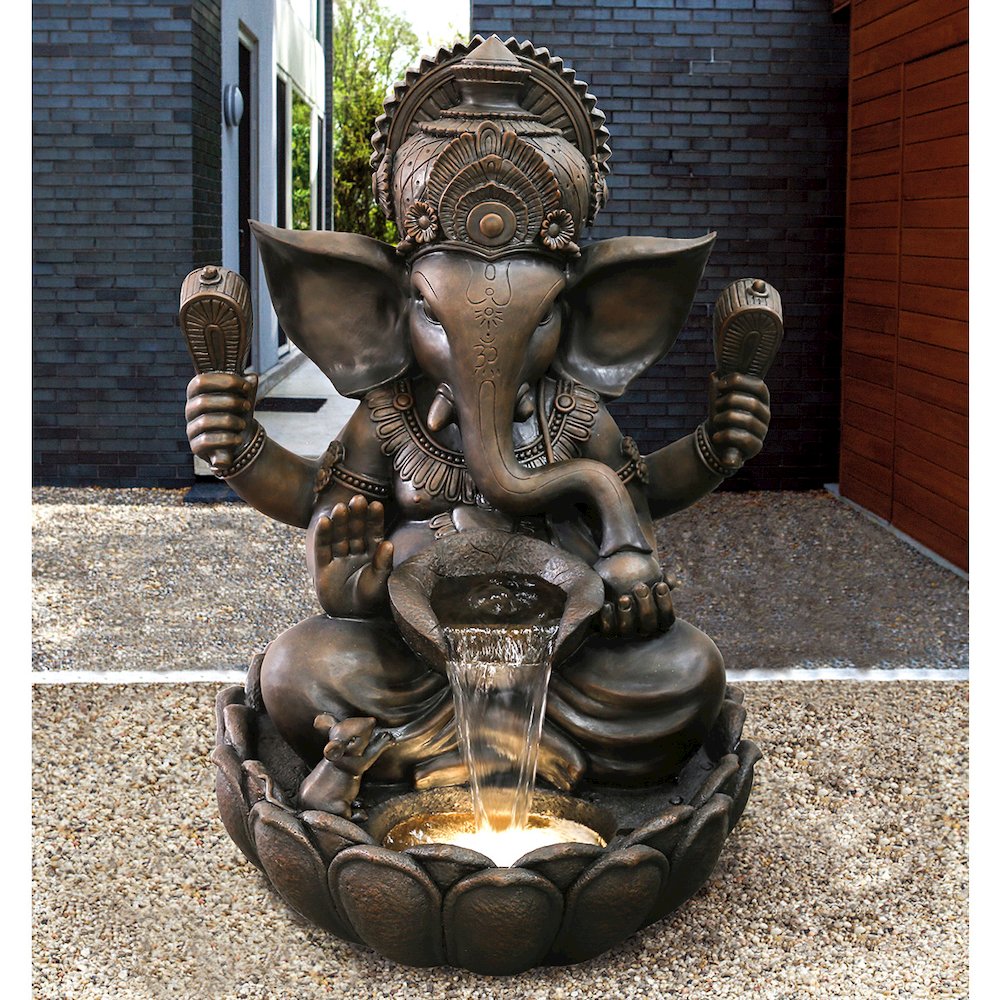 35In Ganesha Sculptural Fountain with Ww LEDs. Picture 2