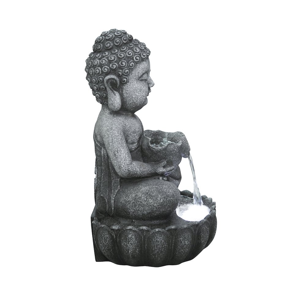 21.5" H Sitting Buddha Fountain W/White LED. Picture 1