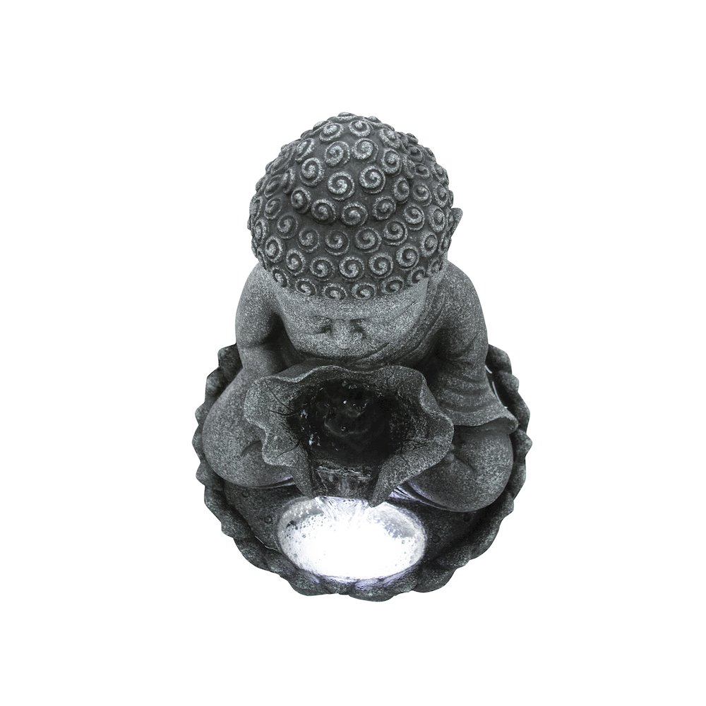21.5" H Sitting Buddha Fountain W/White LED. Picture 4