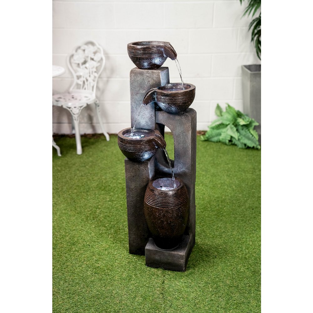 Cascading Bowls Fountain with 4 Cool White LED Lights. Picture 2