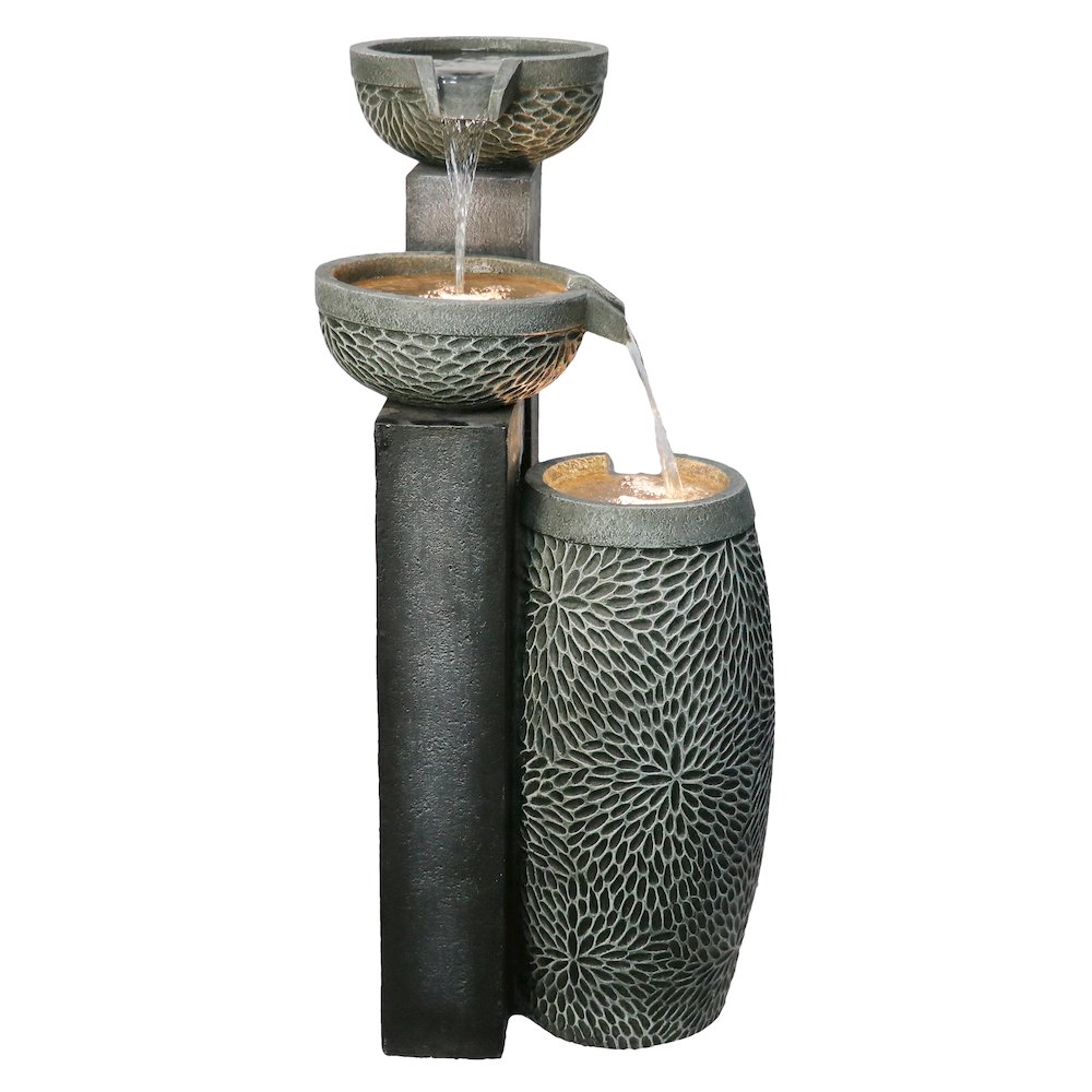 4 Tiers Modern Cascading Water Fountain Outdoor with Warm White LEDS. Picture 5