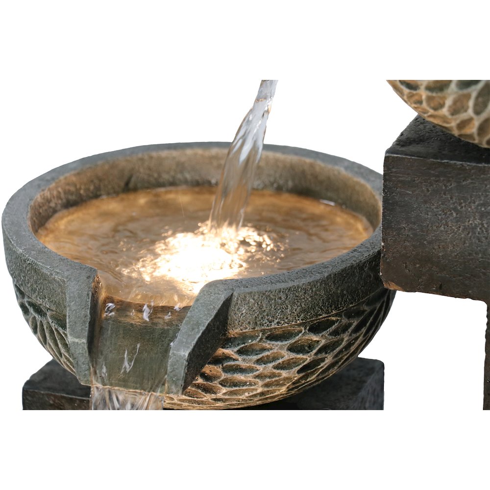 4 Tiers Modern Cascading Water Fountain Outdoor with Warm White LEDS. Picture 1