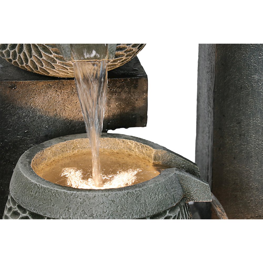 4 Tiers Modern Cascading Water Fountain Outdoor with Warm White LEDS. Picture 3