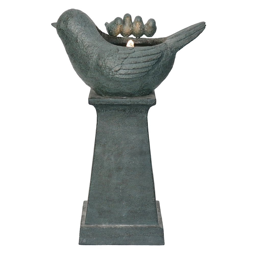 Lighted Bird Bath Fountain Outdoor with Warm White LEDS. Picture 2