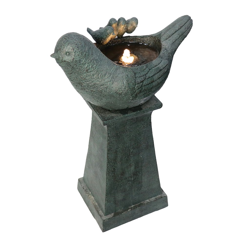 Lighted Bird Bath Fountain Outdoor with Warm White LEDS. Picture 3