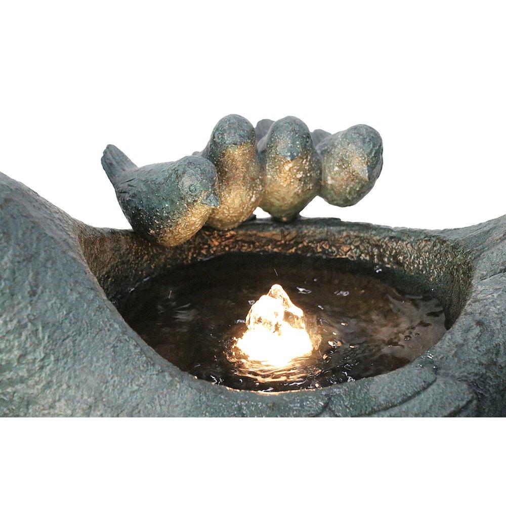 Lighted Bird Bath Fountain Outdoor with Warm White LEDS. Picture 1