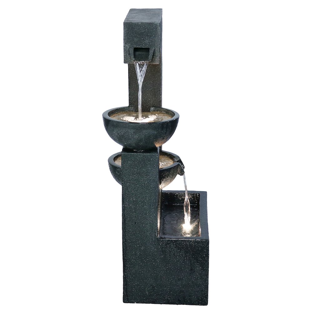 Contemporary Semi-Circle Tiered Fountain Outdoor with Warm White LEDS. Picture 4