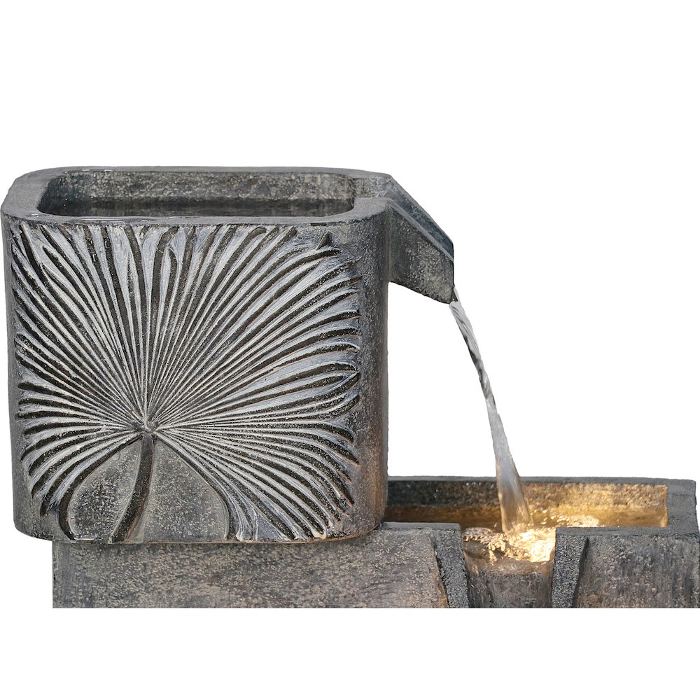 3 Tiers Square Modern Cascading Water Fountain Outdoor with Warm White LEDS. Picture 3