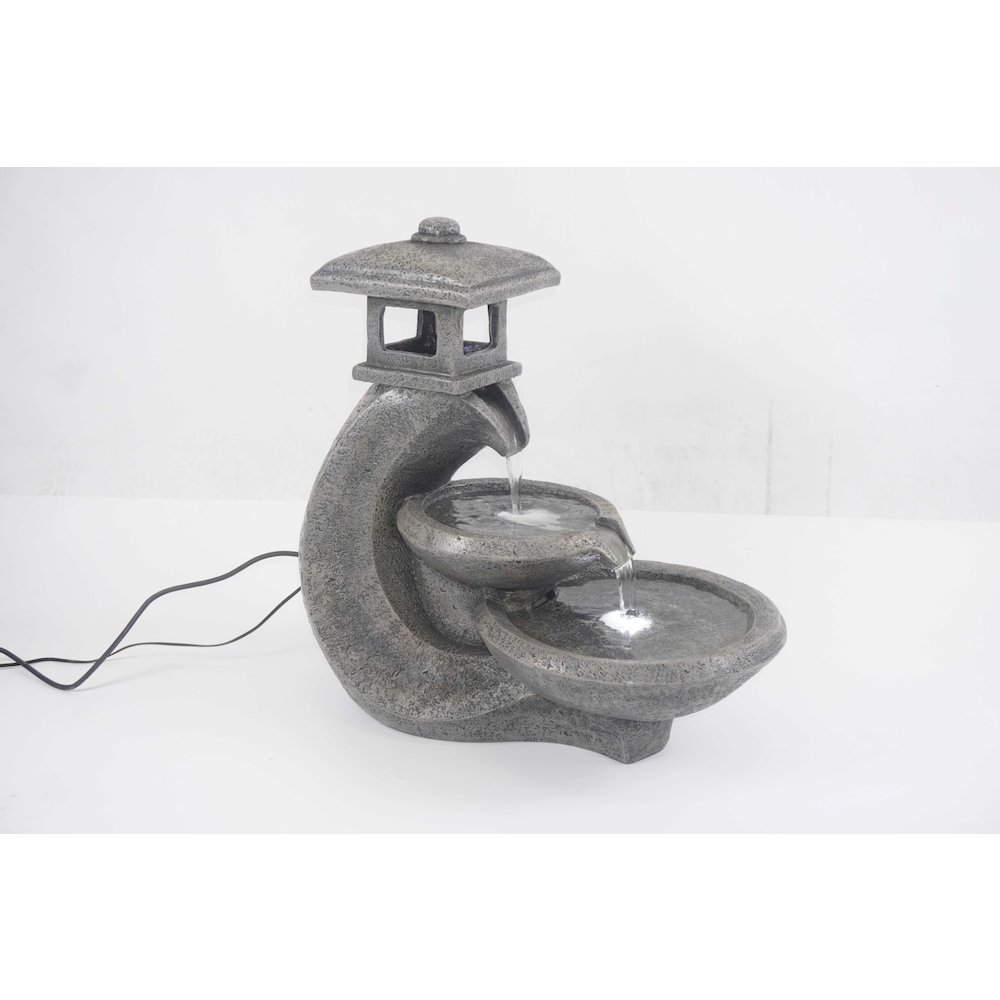 Pagoda Tiered Outdoor Fountain with 3 White LEDS. Picture 3