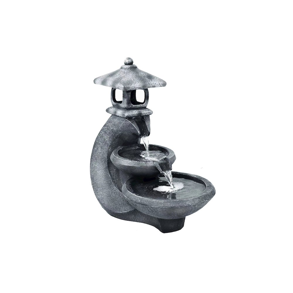 Pagoda Tiered Outdoor Fountain with 3 White LEDS. Picture 2