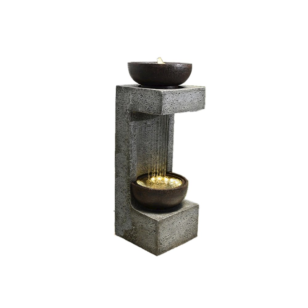 34" H Rainfall Fountain with Bowl On Top with LEDS. Picture 1