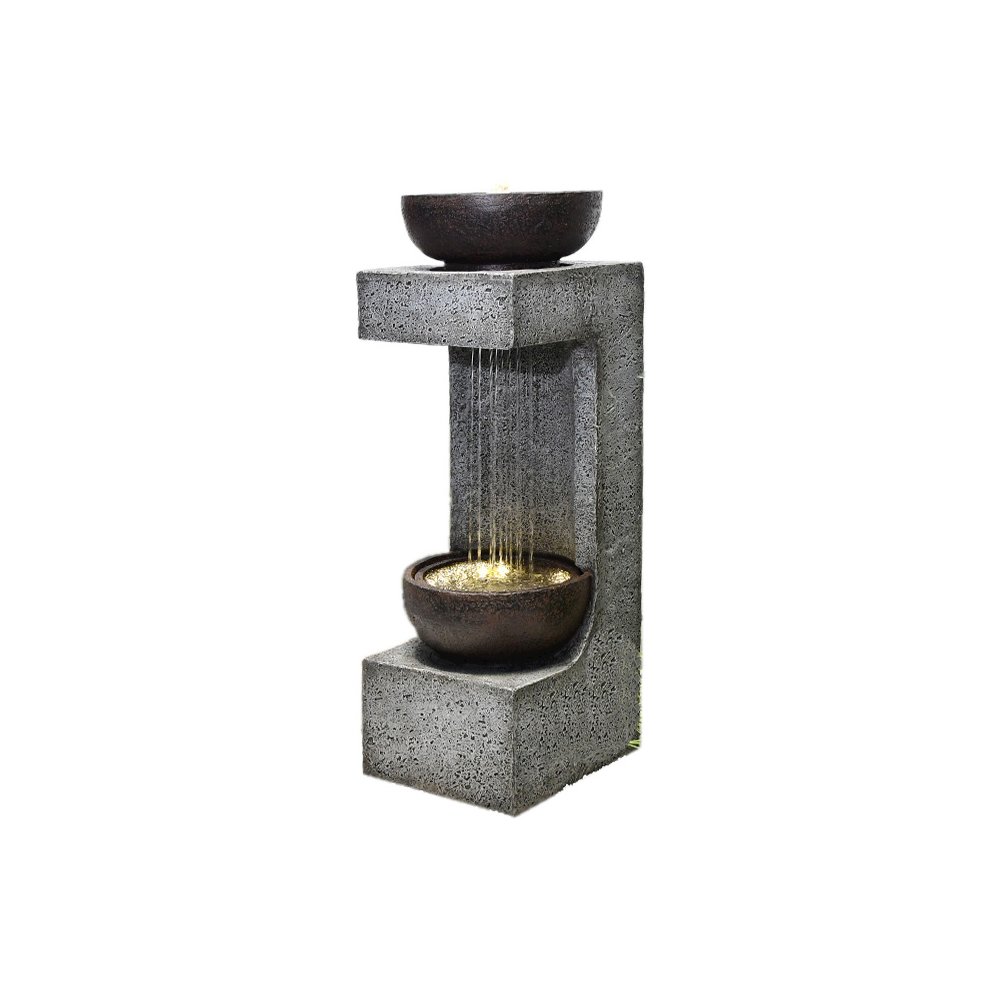 34" H Rainfall Fountain with Bowl On Top with LEDS. Picture 2