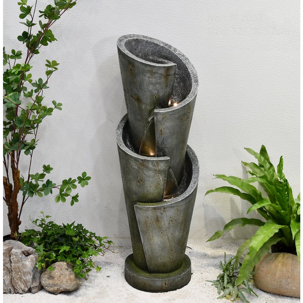 38" H Multi-LeveLED Solar Powered Fountain W/Ww LEDs. Picture 2