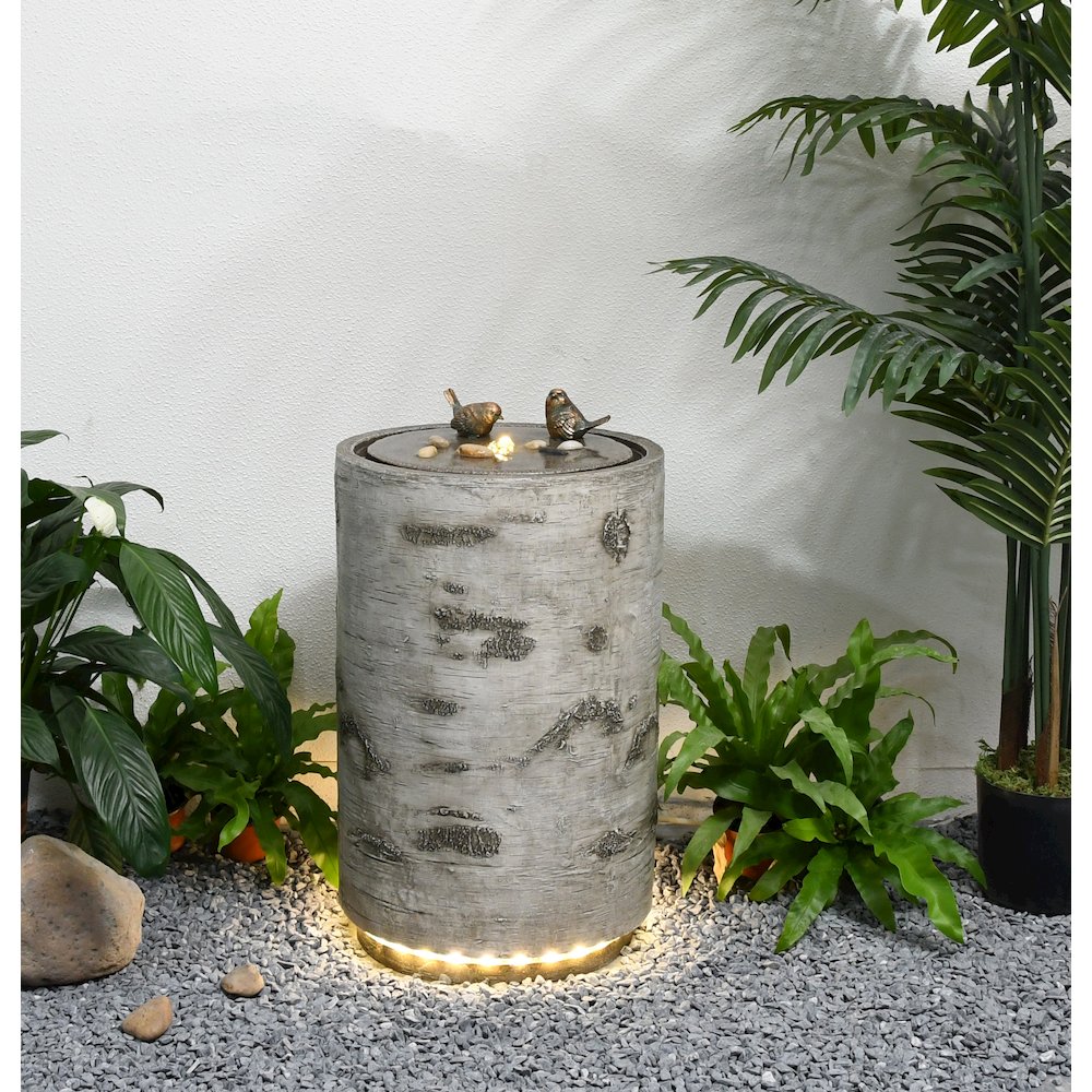 21.5" H Bird Bath Fountain with Warm White LEDS. Picture 2
